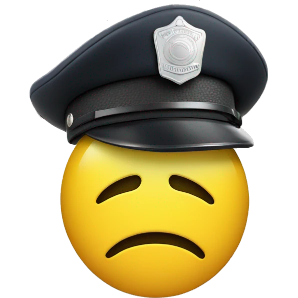 Tired smiley face with police hat emoji
