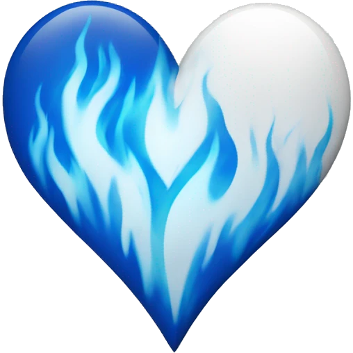 White heart with blue flames  emoji
