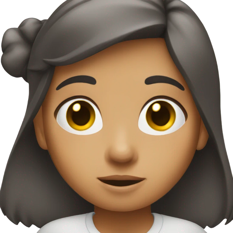 brunette girl with seapking bubble over the head emoji