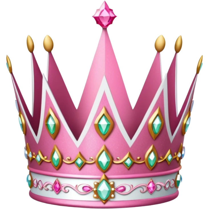 glitter pink and white queen crown emoji