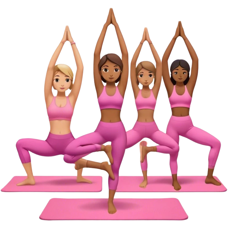 Chicas haciendo yoga con ropa rosa emoji