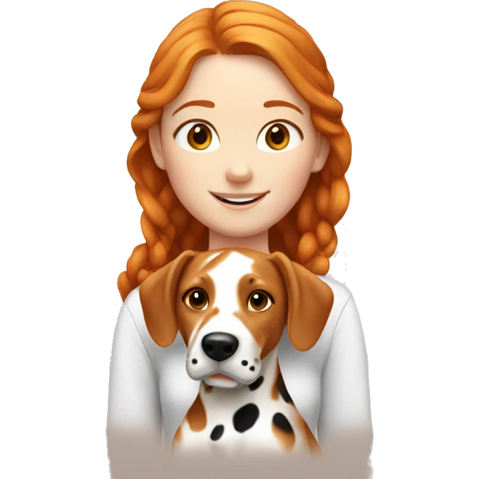 Ginger girl with brown Dalmatian  emoji