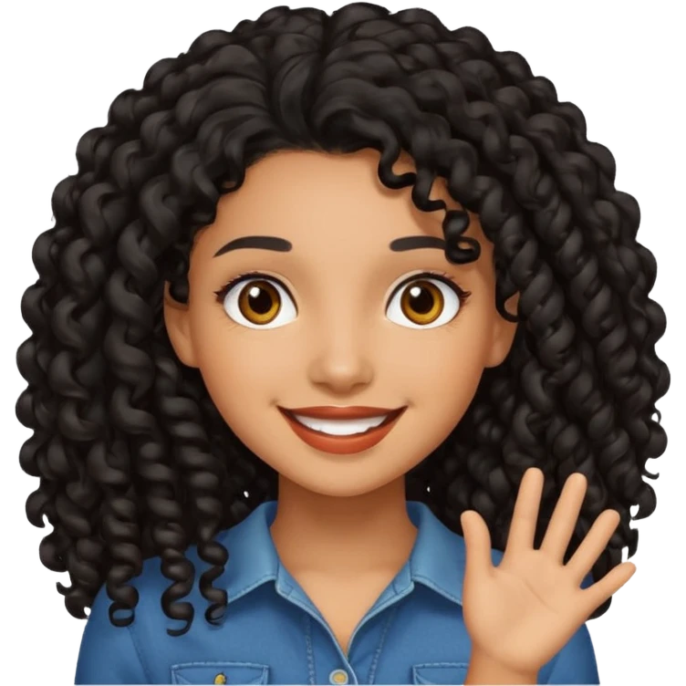 Mixed girl with long dark black curly hair  emoji