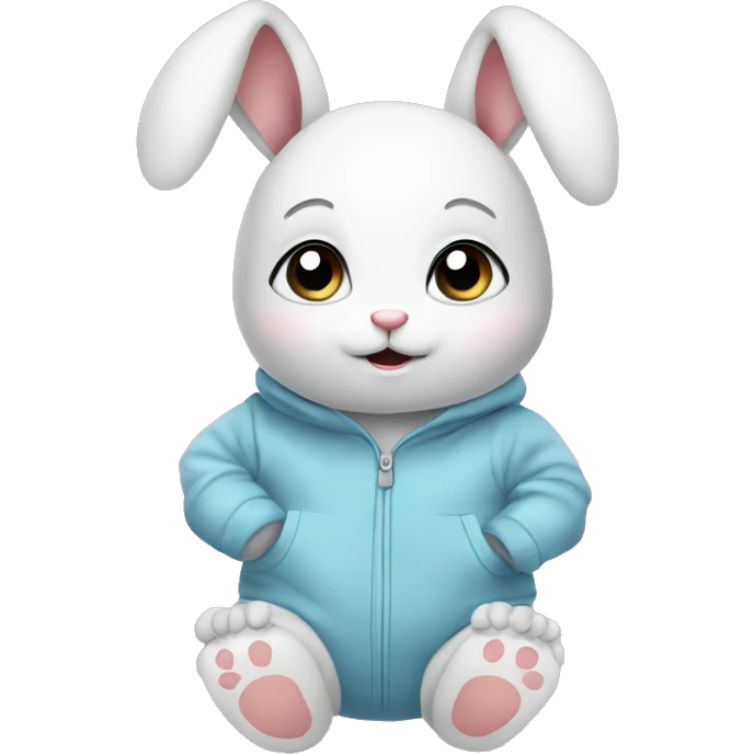 Anxious baby rabbit in baby winter bodysuit emoji