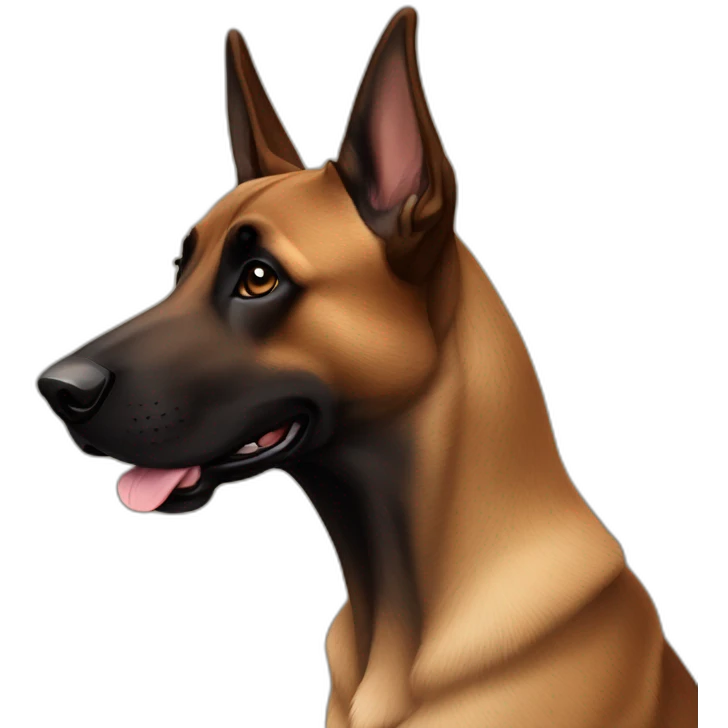 Perro malinois marrón oscuro con orejas levantadas emoji