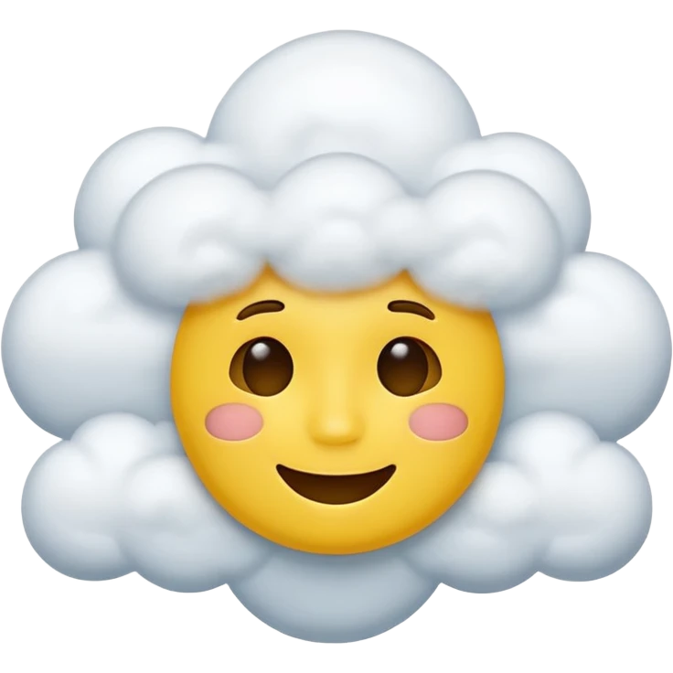 Yellow circle face covered in clouds cover a mouth add clouds on face emoji