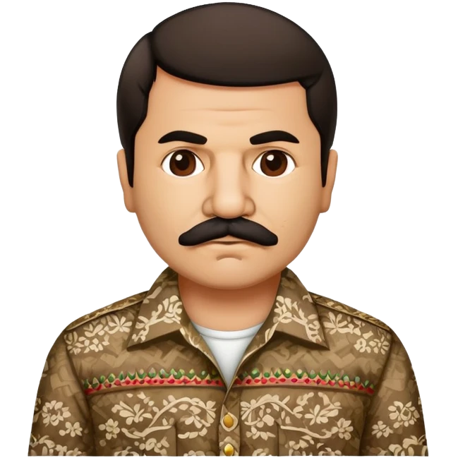 Mexican drug lord El Chapo with mustache and patterned shirt emoji