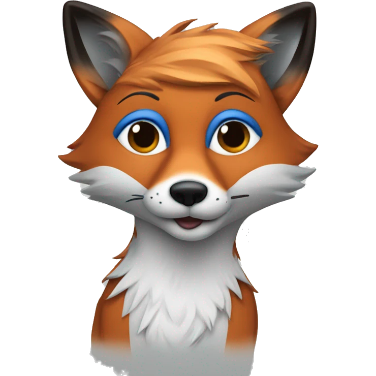 Fox with blue hair details emoji
