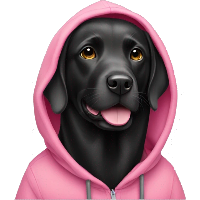 black labrador wearing a pink hoodie emoji