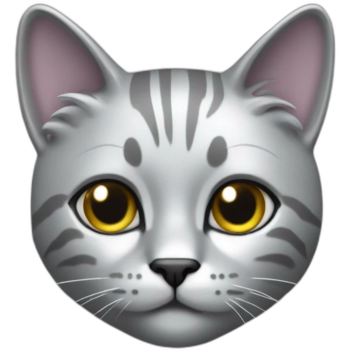 metallic cat silver grey emoji