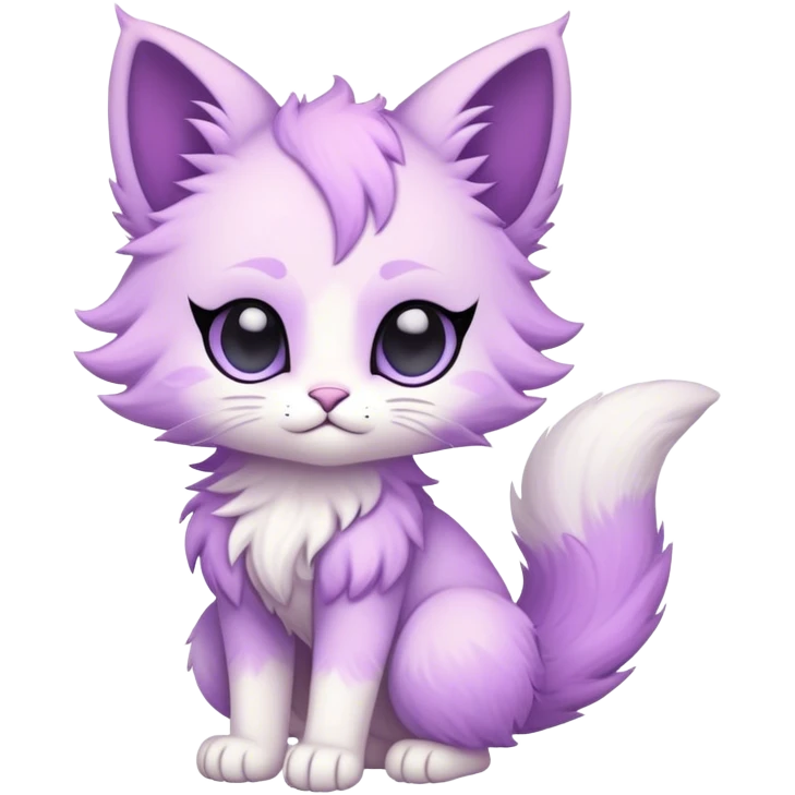 Kawaii dark edgy fantasy pastel ethereal feline fursona animal creature with a tufted tail full body emoji