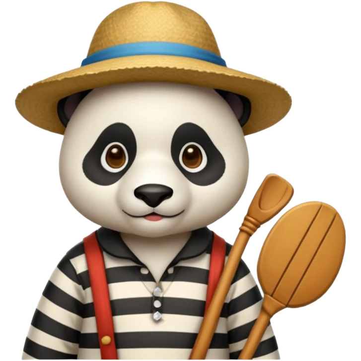 panda wearing gondolier striped shirt and hat emoji