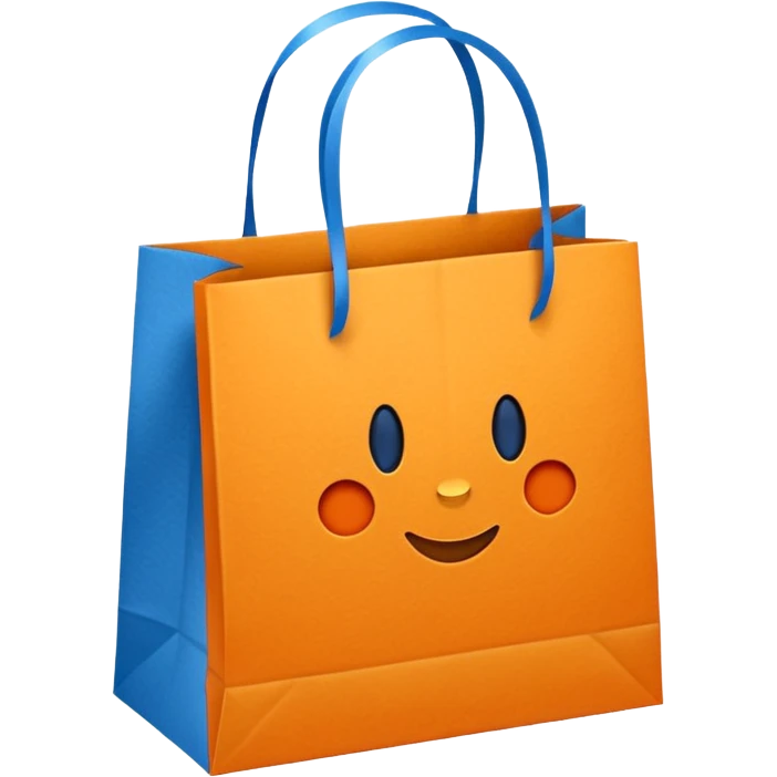 orange gift bag with blue handles emoji