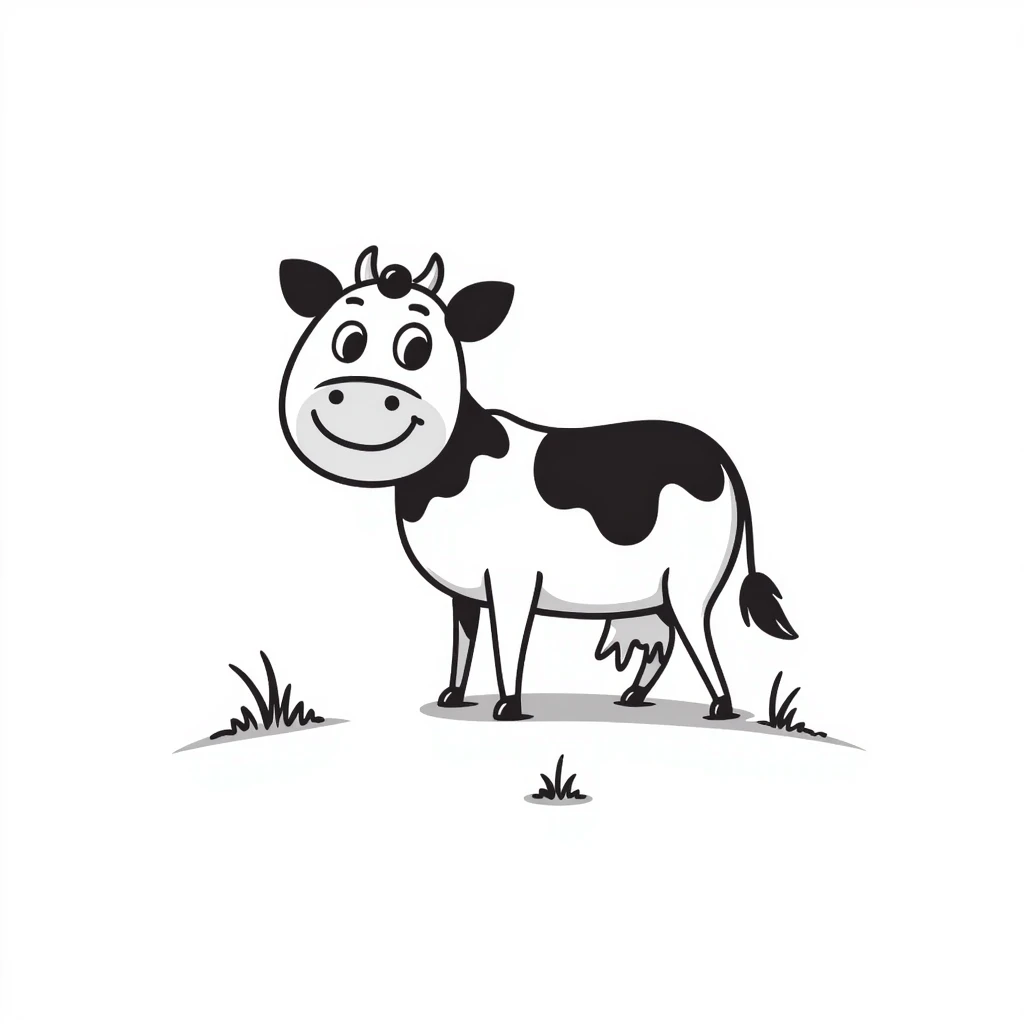 smiling cow, hand drawn doodle style emoji