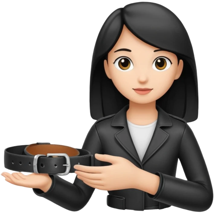 black leather belt in girls hand handing it to someone  emoji