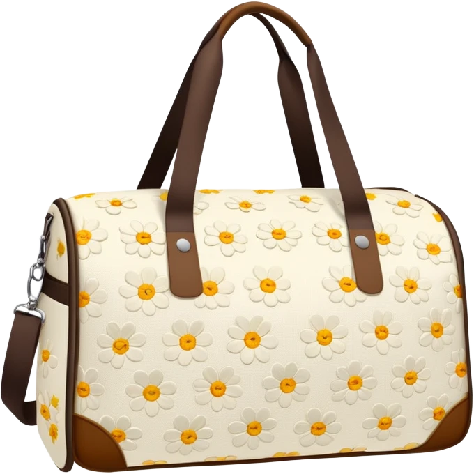 A sports bag with a cream print in a small flower emoji