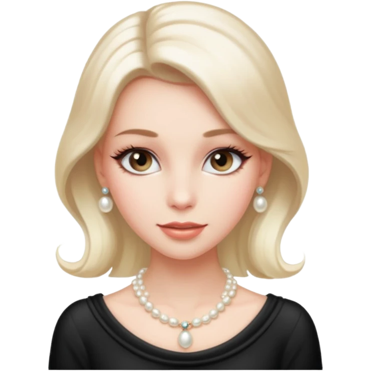 coquette girl, long eyelashes, pearl necklace, soft lighting emoji