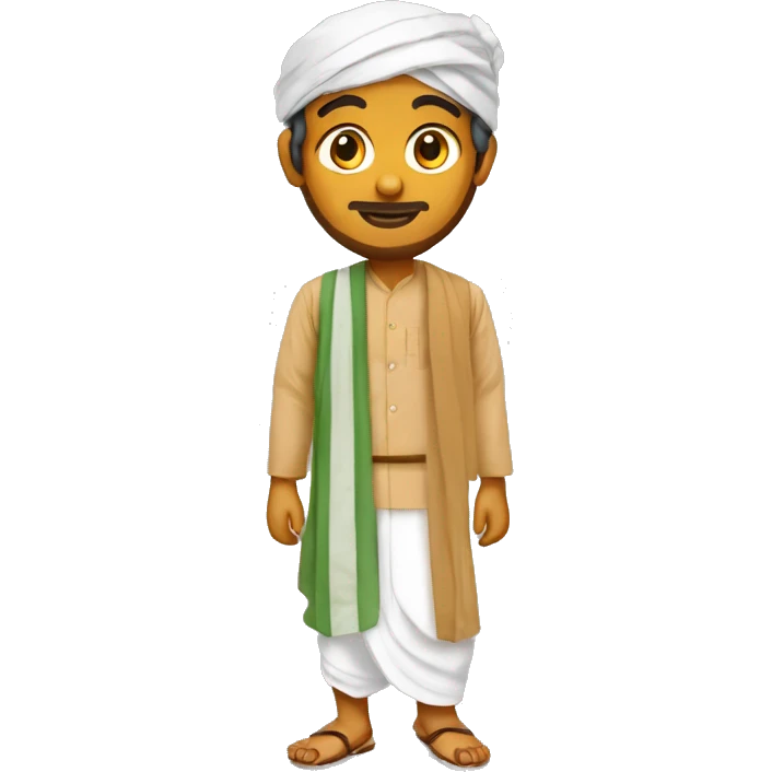 Make a Bengali man wear a lungi traditional Bengal Islam dress and hat emoji