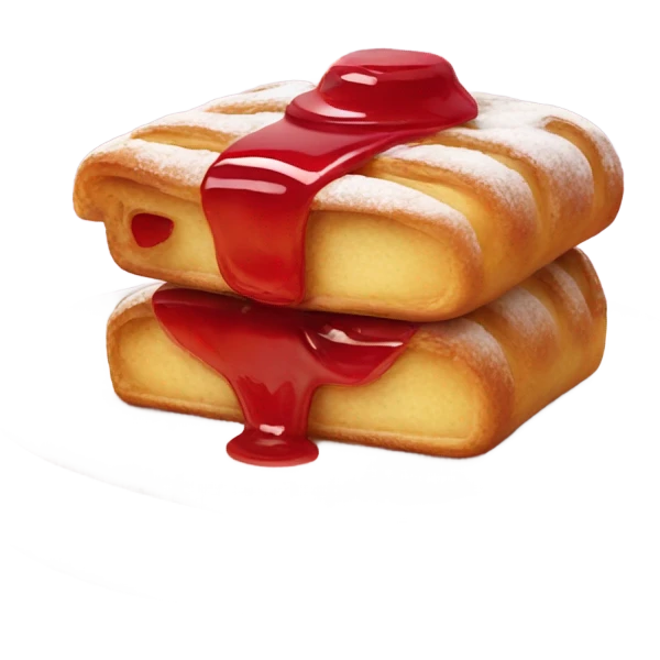 Realistic pastry with red filling on plate emoji