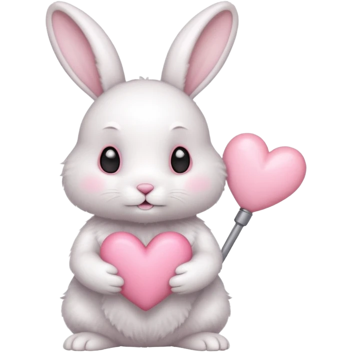 White bunny holding a light pink heart emoji