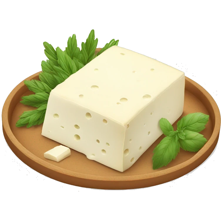 white cheese spread in a tray with herb emoji