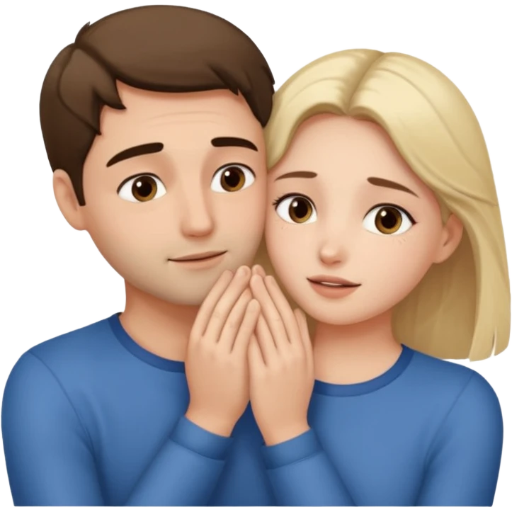 Girl touching his face with both hand, and smoothly rubbing the face emoji