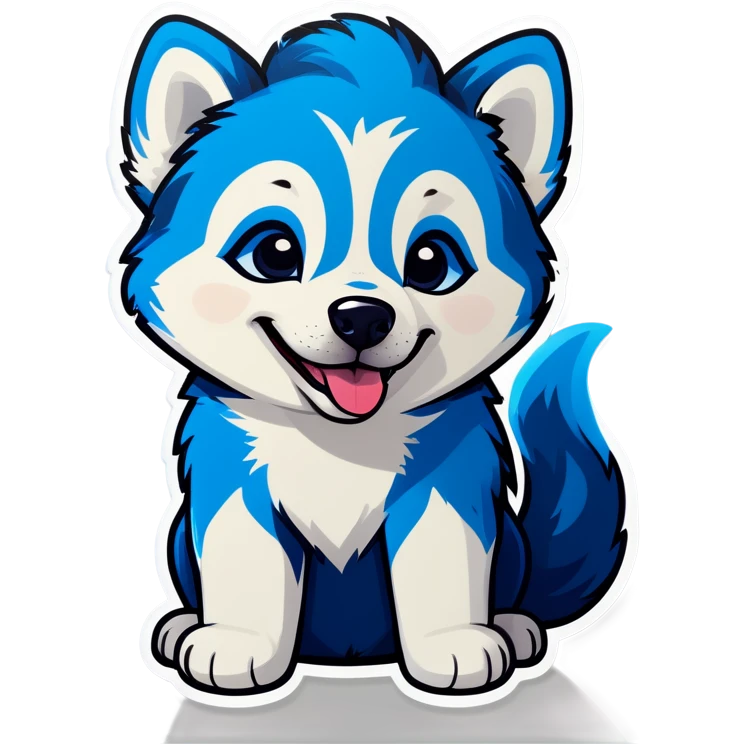 Husky puppy blue curly haircut happy emoji