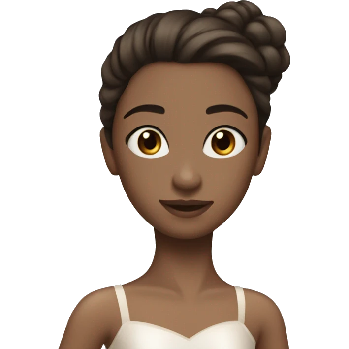 White ballerina black leotard brown hair middle part blue eyes no crown emoji