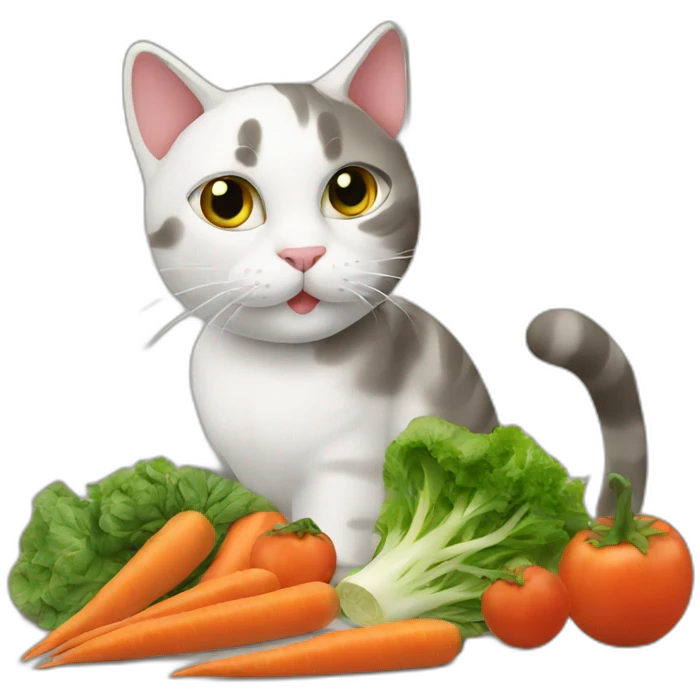 Cat cutting vegetables  emoji