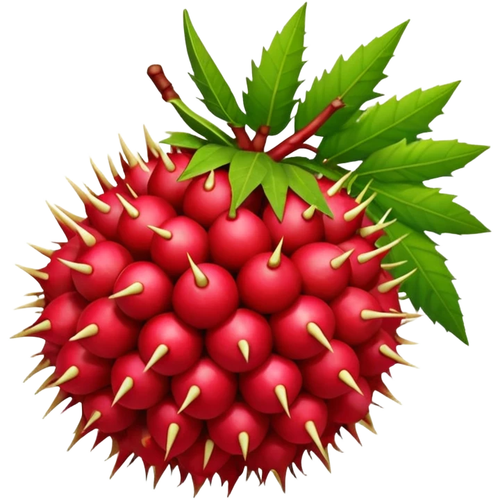 rambutan fruit with leaf emoji