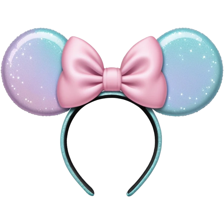 Pastel Minnie Mouse ears headband with glitter emoji