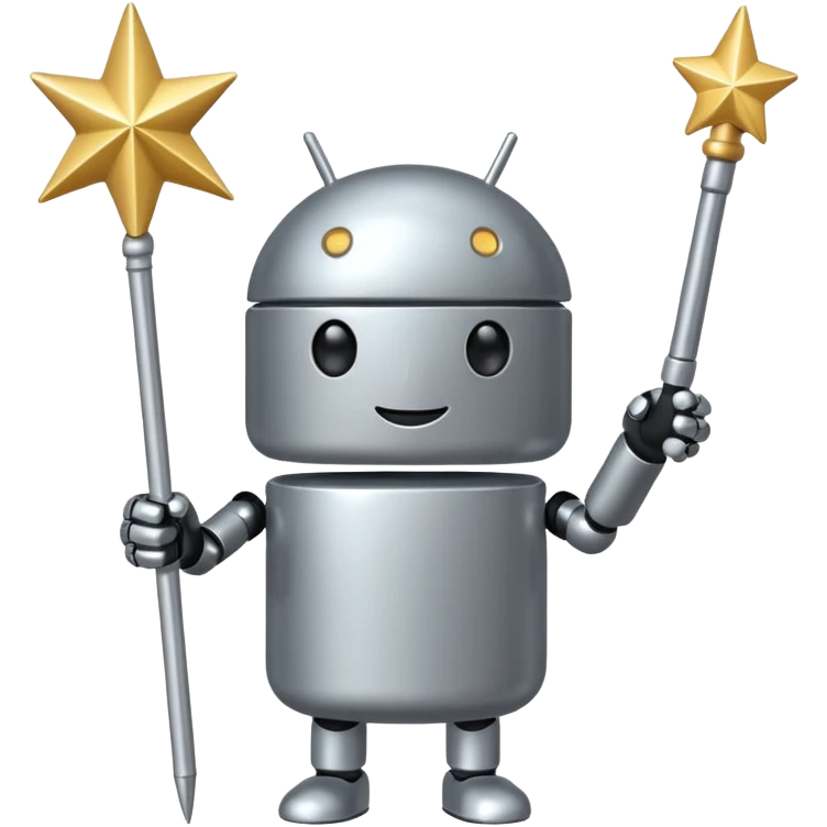 Android with magic wand emoji