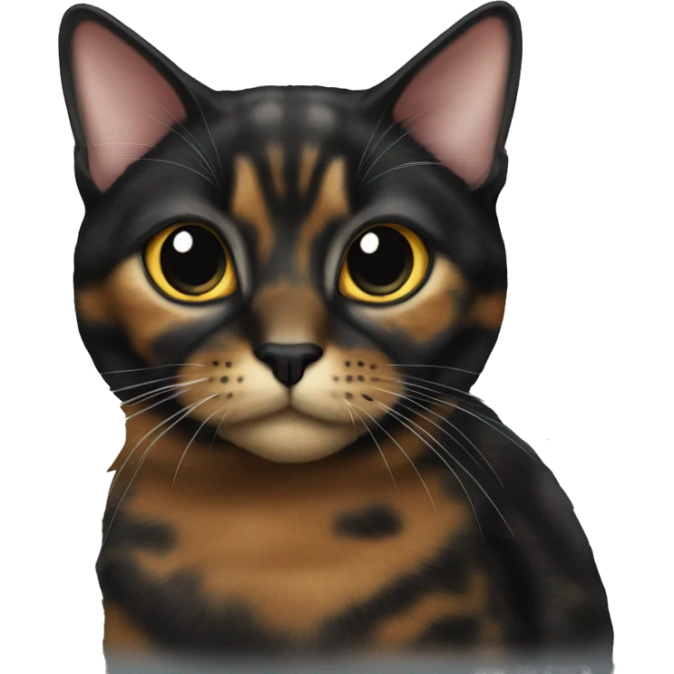 One tortie cat with black cat emoji