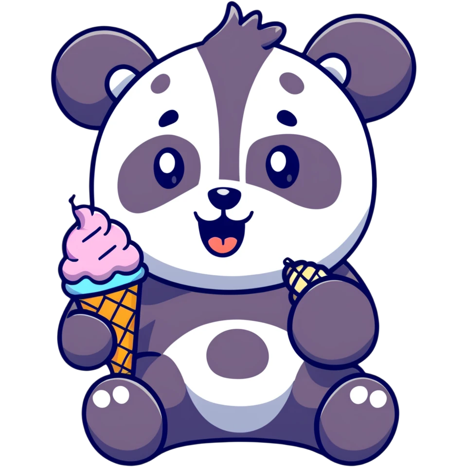 Panda eating ice cream emoji