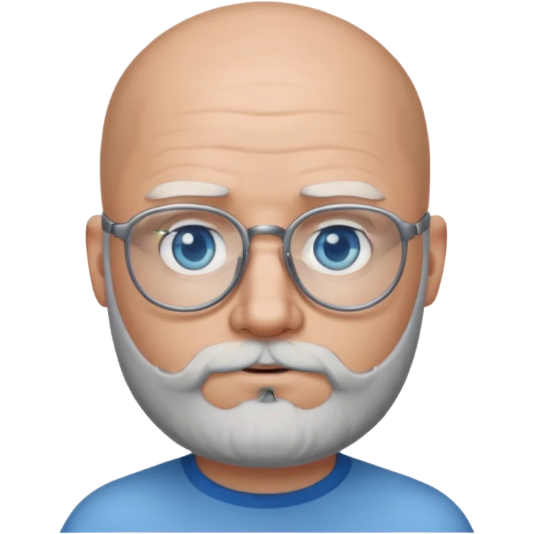 Bald man with salt and pepper beard and glasses emoji