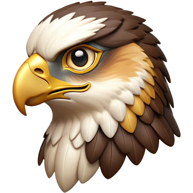 Cinematic Noble Hawk Portrait Emoji, Poised and regal, with a sturdy, agile build, a sharp, hooked beak, and intense, focused eyes that exude predatory precision, Simplified yet sharp and sophisticated features, highly detailed, glowing with a soft, golden glow, high shine, intelligent and vigilant, stylized with an air of aerial mastery, focused and determined, soft glowing outline, capturing the essence of a watchful and confident hawk that appears ready to soar out of the screen with effortless authority! emoji