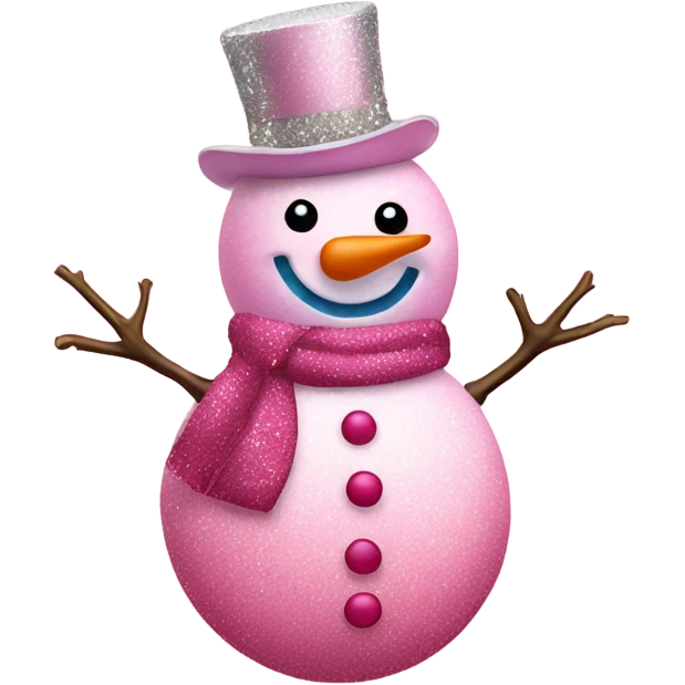 Rose pink snowman with glitter  emoji