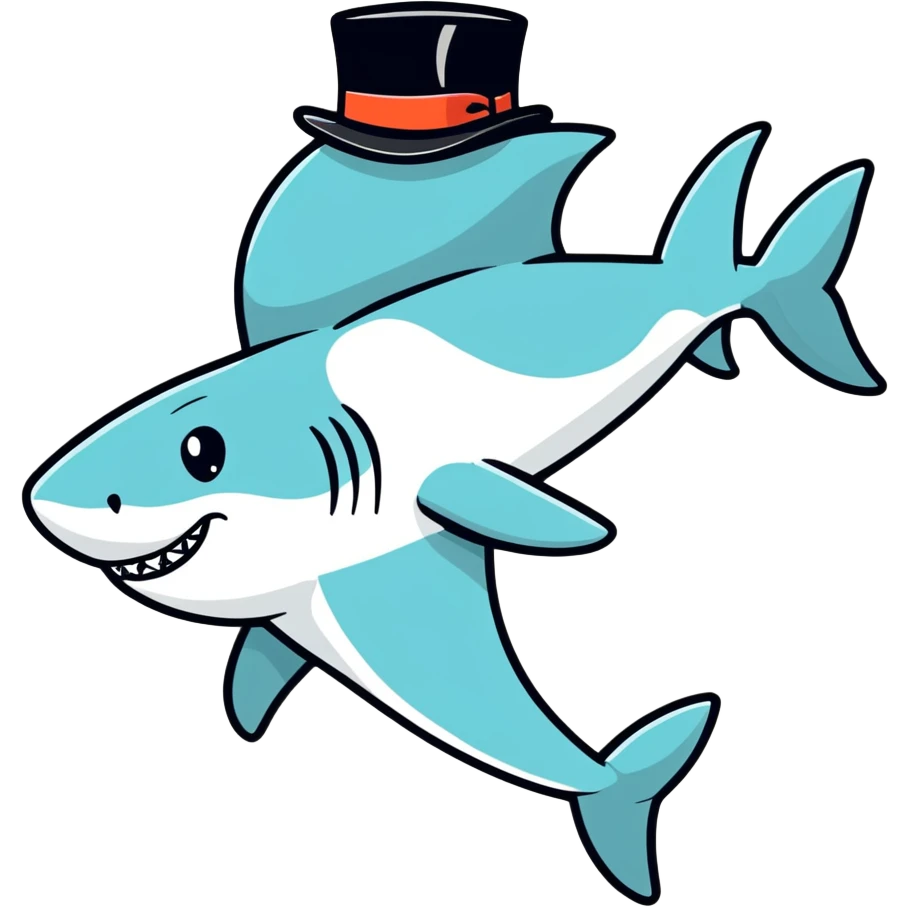 Shark with a top hat emoji
