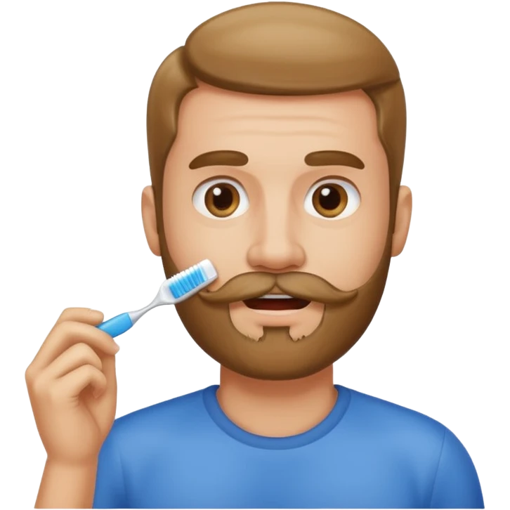 turn his beard into a tooth brush mushtache emoji