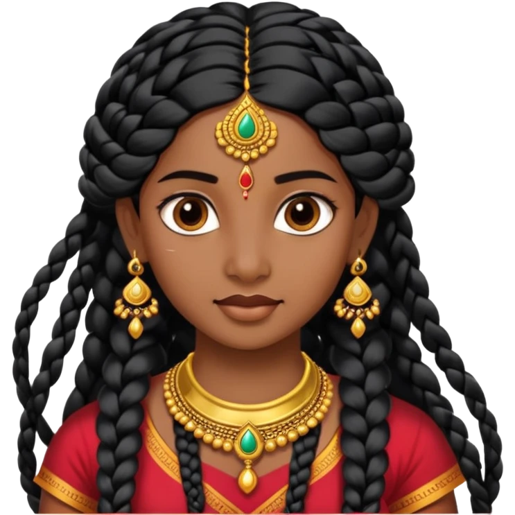 Tamil girl with long braid and traditional jewelry emoji