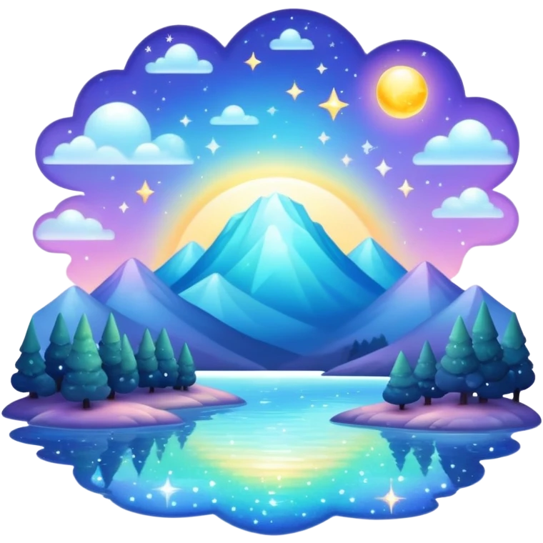 Iridescent divine celestial glistening glossy sparkly shiny glittery scenery  emoji