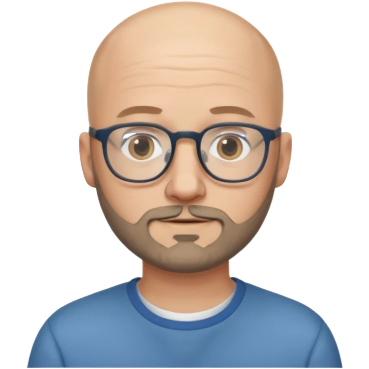 white bald man with glasses in casual clothes, with short beard emoji