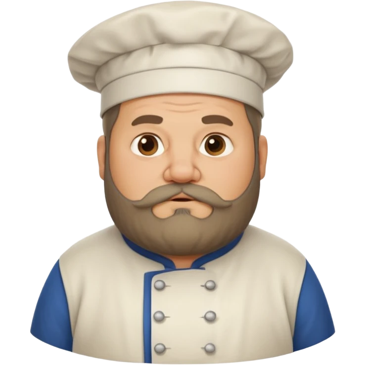 medieval fat chef, middle-aged, bearded, sly, grim-faced emoji, eil fac like hes hidinsomething emoji