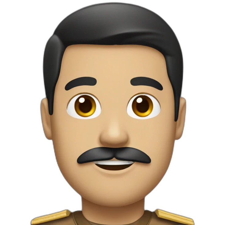 Guy in a brown uniform with toothbrush moustache and side part black hair emoji