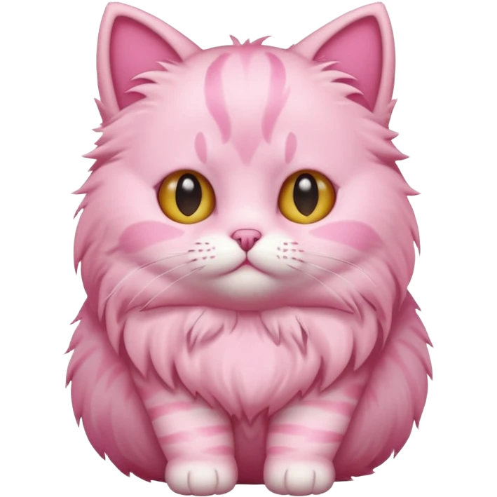 cute pink cat, full body. different body shape. emoji