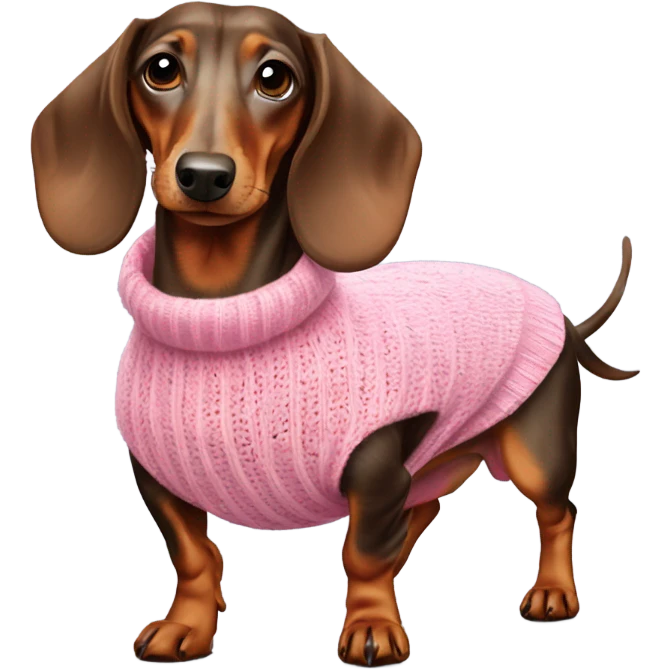 Dapple dachshund wearing pink sweater emoji
