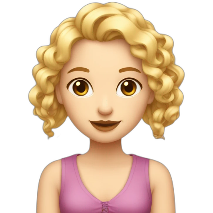 Jeune femme blonde mince avec une tresse Tennyson dans ses bras un petit chat emoji