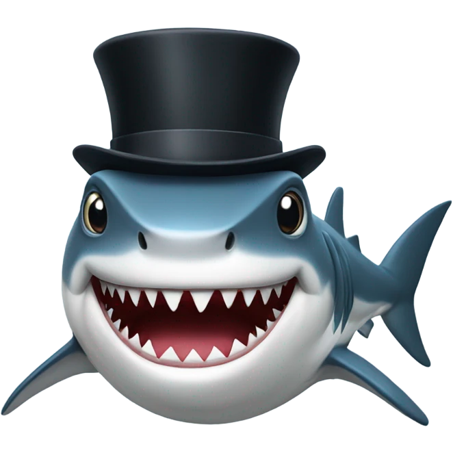 Shark with a top hat emoji