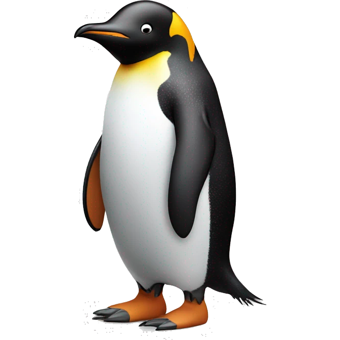 A penguin, but his head is an apple. He is wearing crocs on his feet emoji