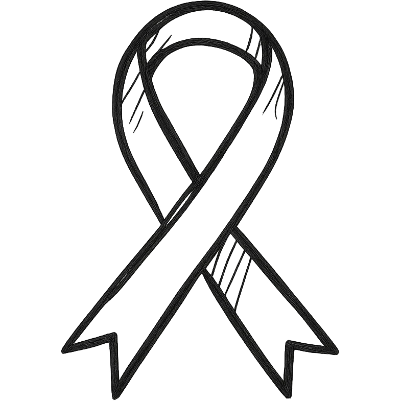 black and white hand drawn ribbon emoji